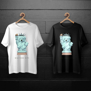 طرح لایه باز خرس تدی با طرح مجسمه آزادی برای چاپ روی انواع تیشرت